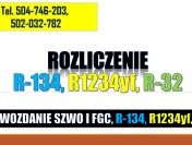Rozliczenie gazu R134, R1234yf, R32, czynnika chłodniczego